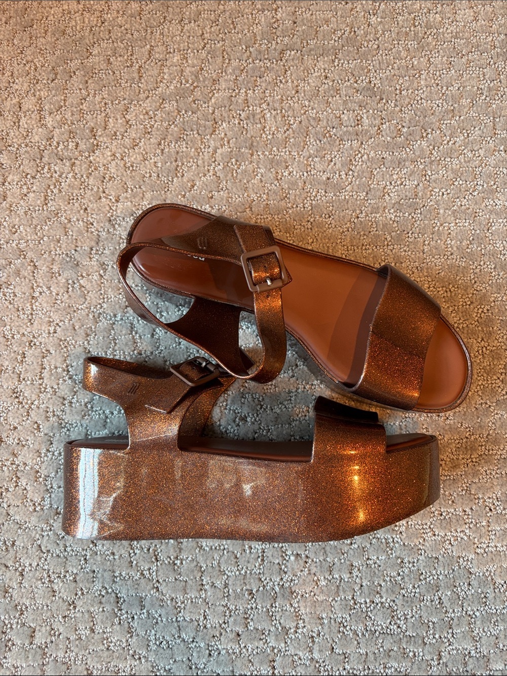 Melissa Mar Jelly Glitter Bronze Platform Sandals